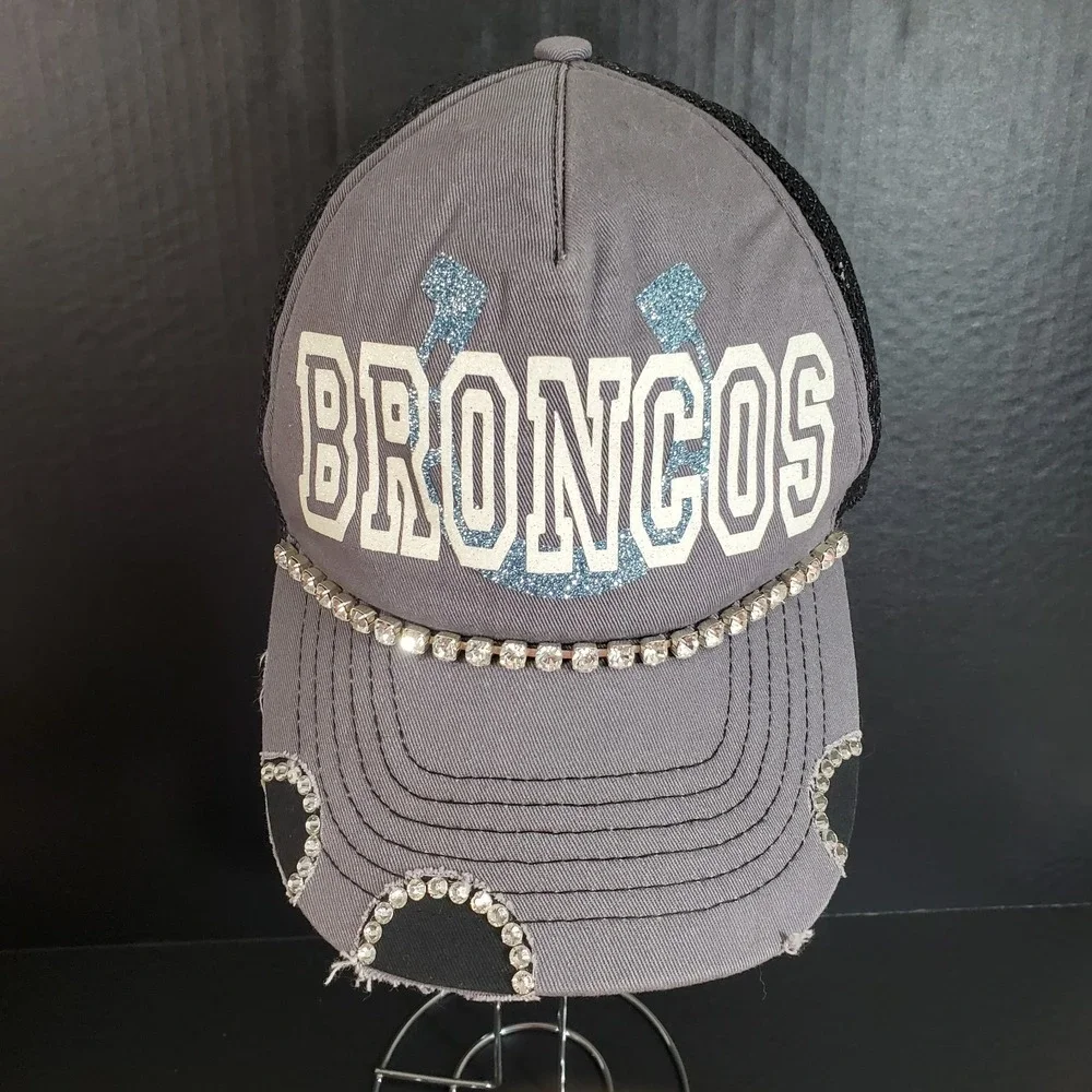 Broncos Bling Womens Snapback Hat Embellished Distressed Stylish Cap